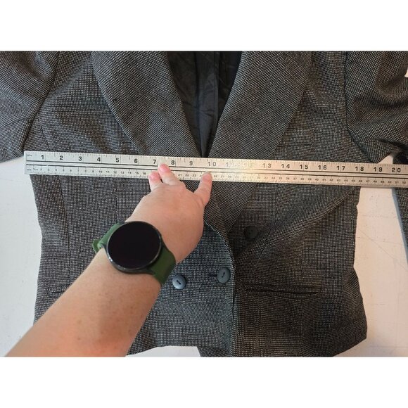 Liz Claiborne Vintage 90s Houndstooth Wool Double-Breasted Cropped Blazer - Picture 8 of 10